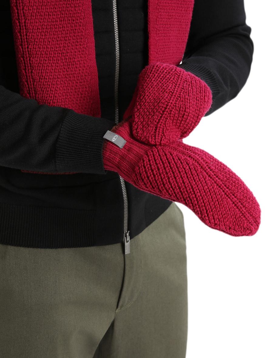 Women's Icebreaker Unisex Merino Waypoint Mittens Gloves Cherry / Espresso | CA 1443EBCX